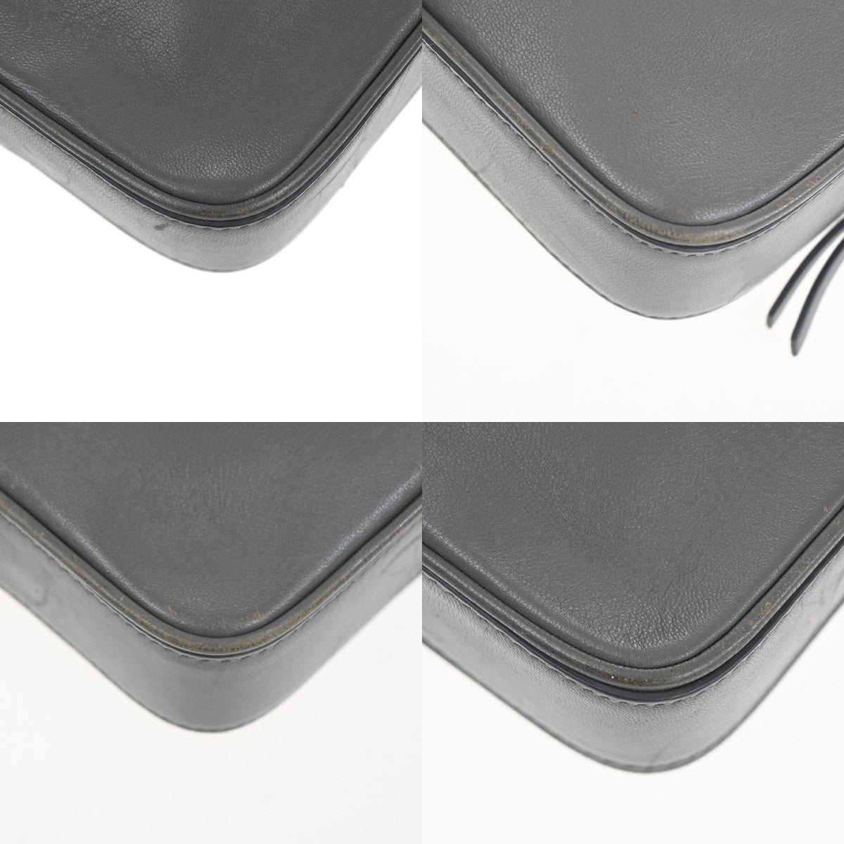 CELINE Logo Mini Pouch Bag Leather Gray GHW France 67TA391