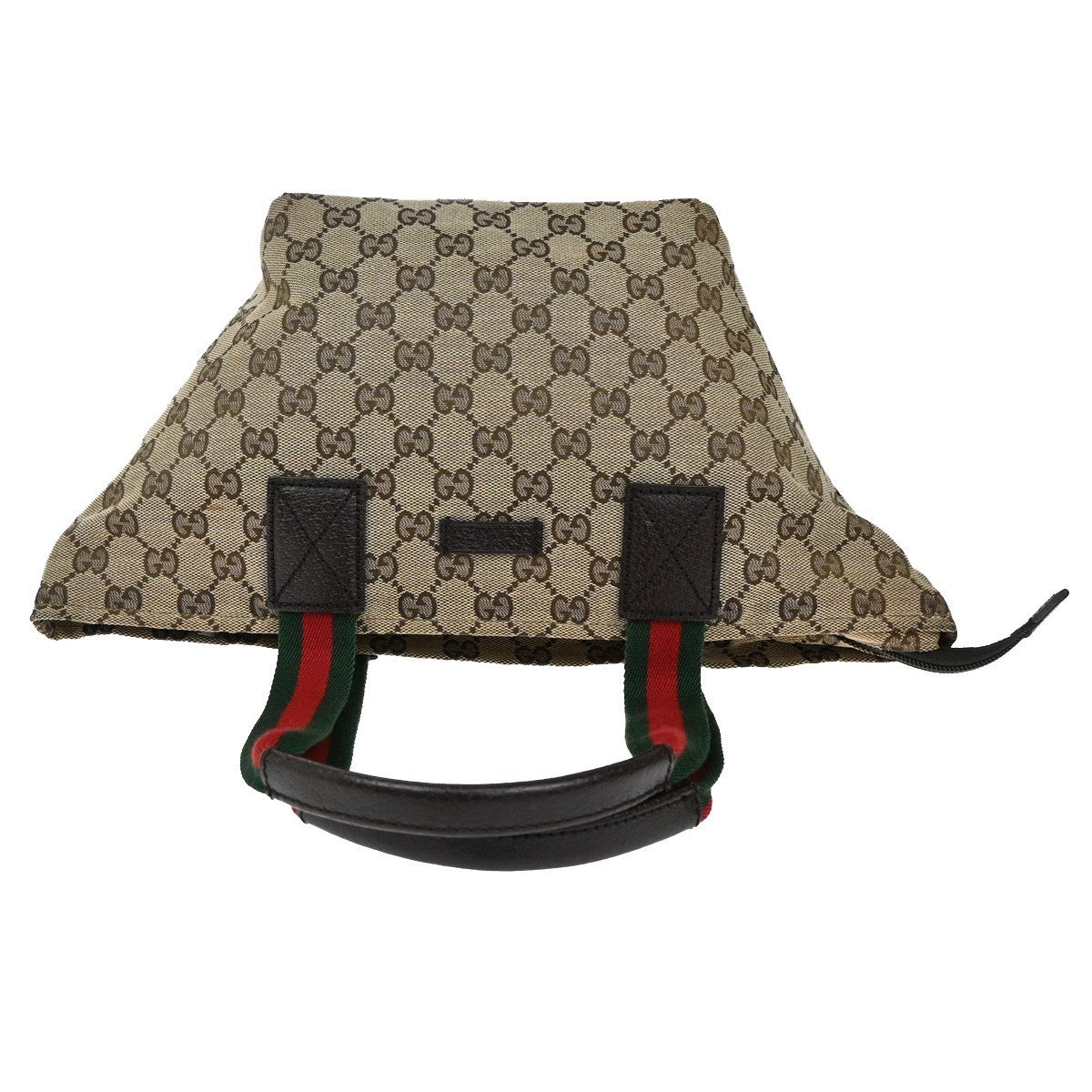 GUCCI Logo Sherry GG Pattern Hand Bag Canvas Leather Brown Italy 83KB481
