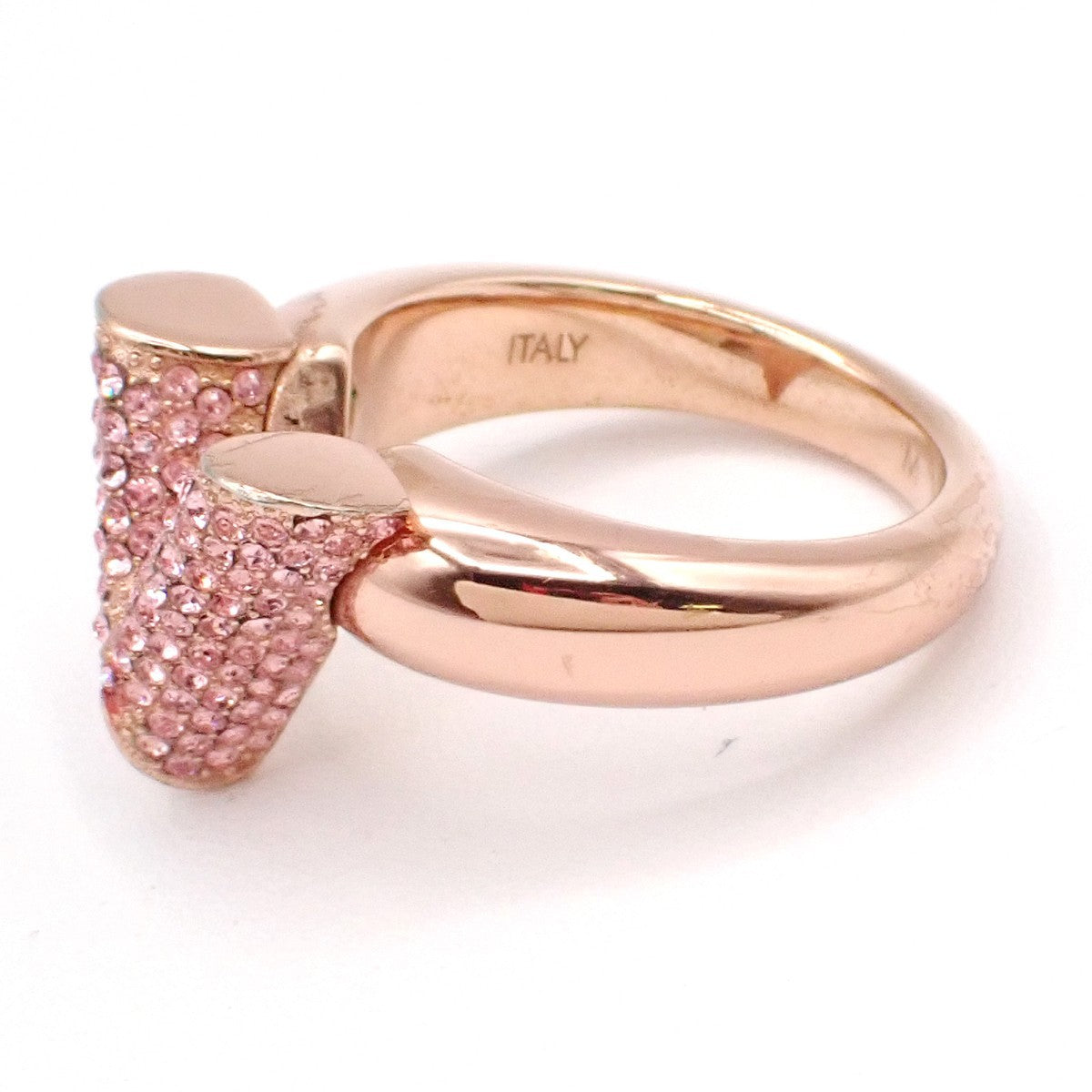 LOUIS VUITTON Essential V Strass Ring Size M Rose Gold Rhinestone M68195 30RL904