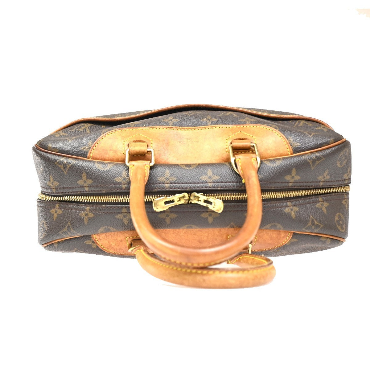 LOUIS VUITTON LV Logo Deauville Hand Bag Monogram Leather Brown M47270 33ZA071