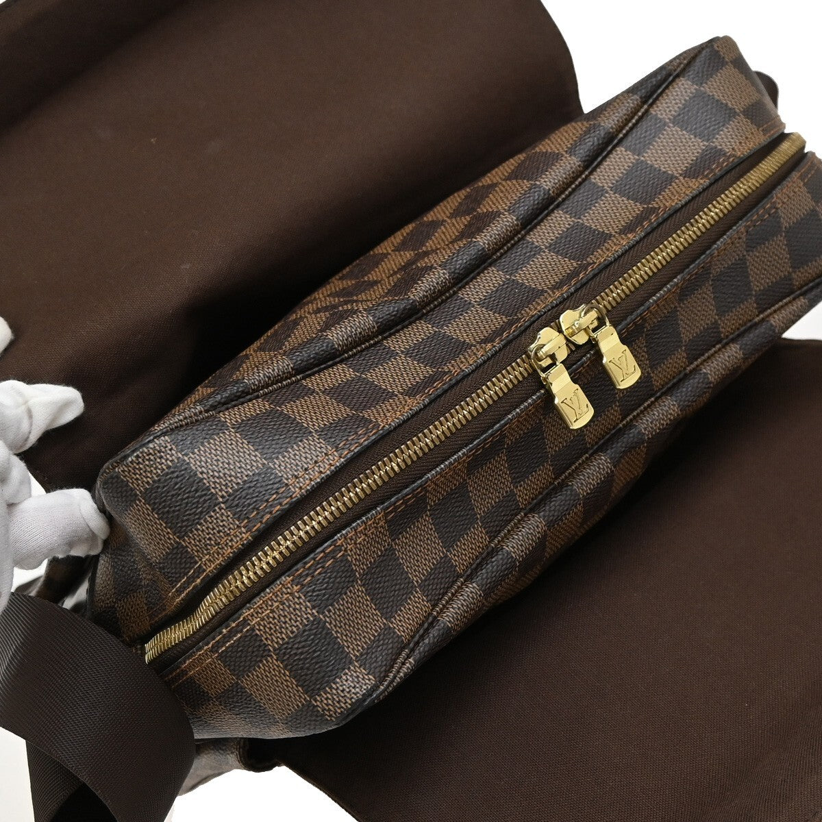 LOUIS VUITTON Naviglio Shoulder Bag Damier Ebene Leather Brown N45255 13EE142