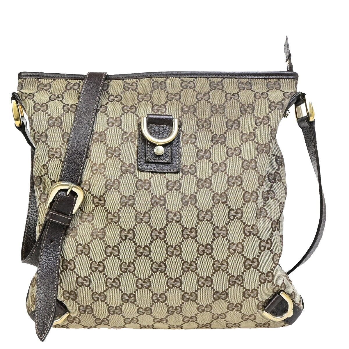 GUCCI Logo Abbey GG Pattern Crossbody Shoulder Bag Canvas Leather Brown 05EB591