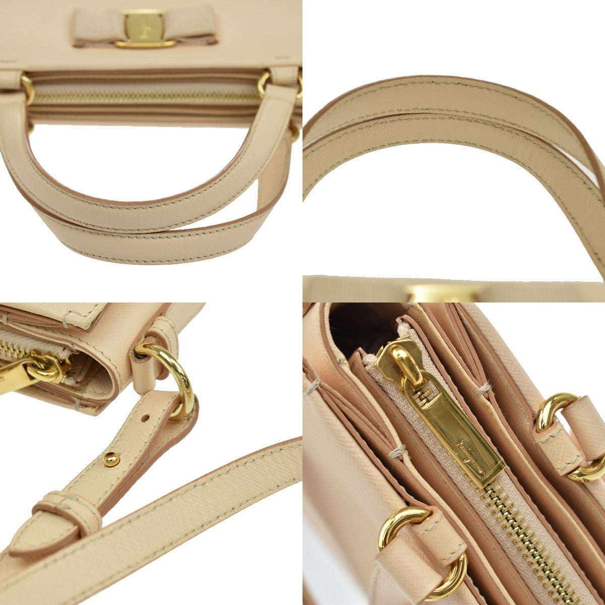 SALVATORE FERRAGAMO Logo Vara 2Way Shoulder Hand Bag Leather Pink Italy 69KB143