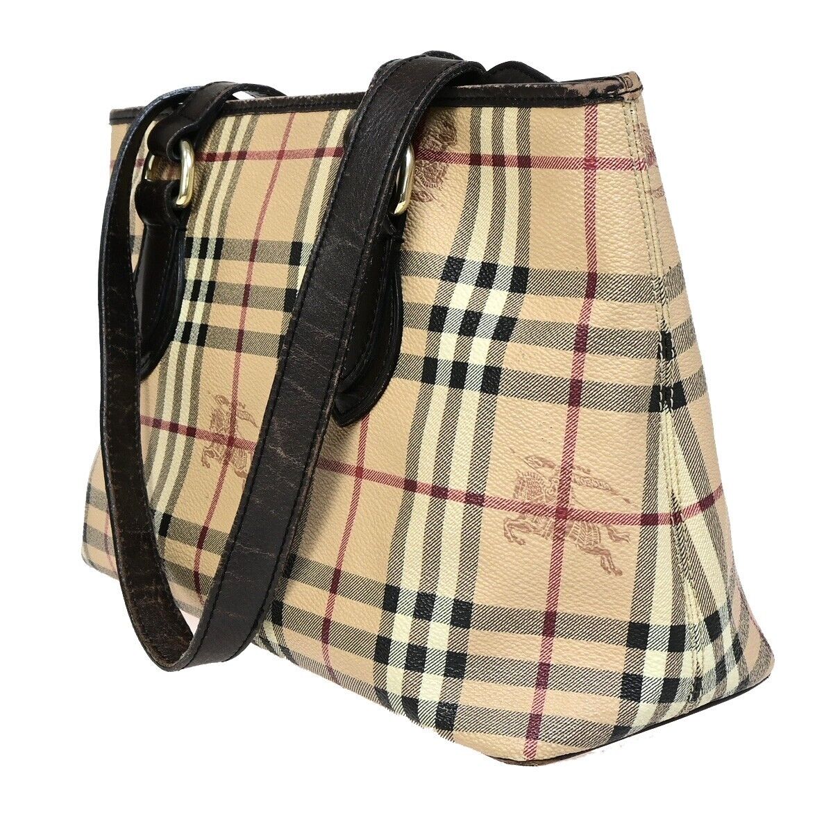 BURBERRY Logo Nova Check Shoulder Tote Bag Canvas Leather Beige Brown 67SJ006