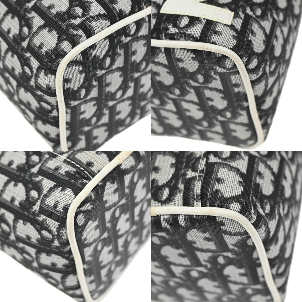 CHRISTIAN DIOR Trotter Pattern Hand Bag Coating Canvas Patent Leather 69KP118