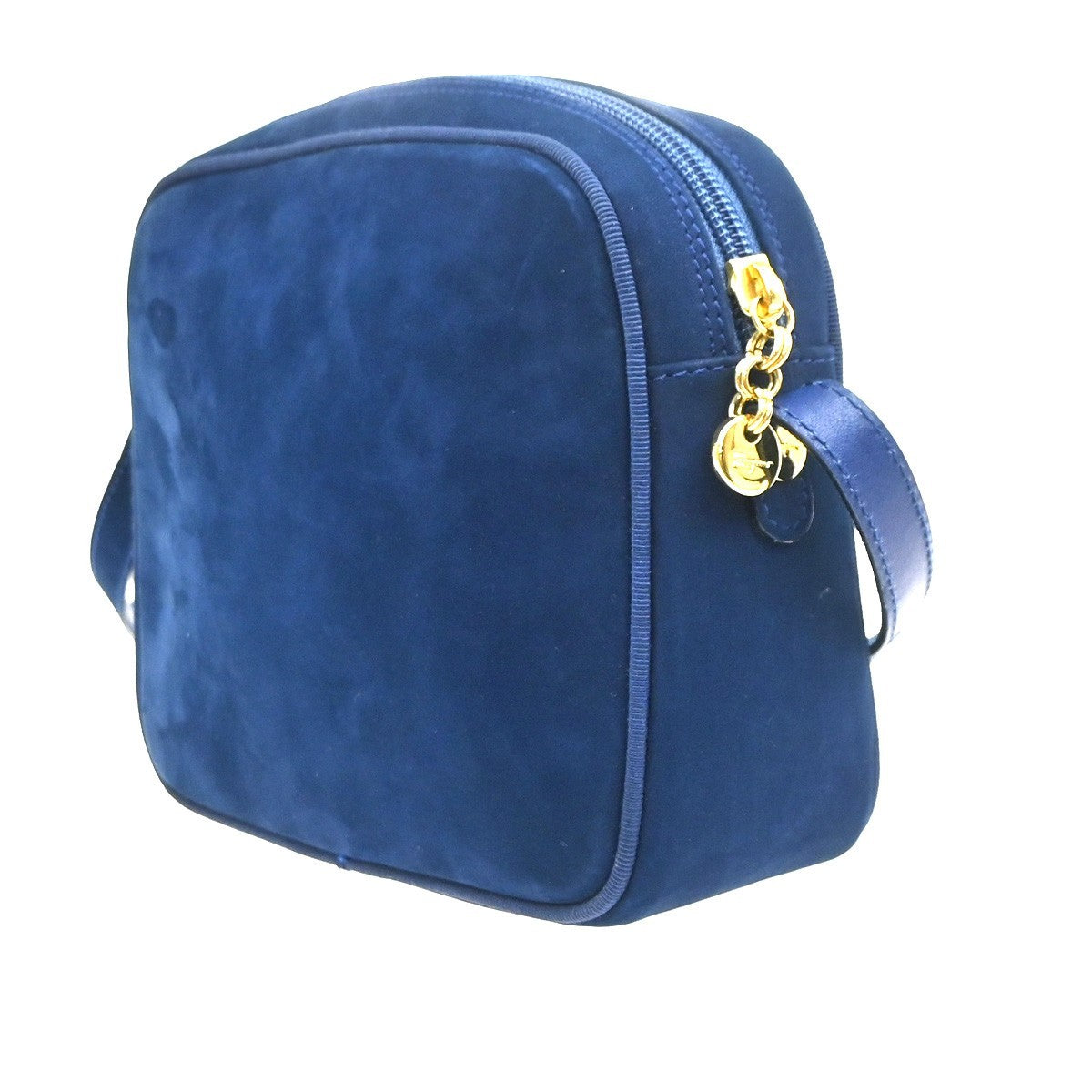 SALVATORE FERRAGAMO Vara Shoulder Bag Suede Leather Navy Blue GHW Italy 62MA558