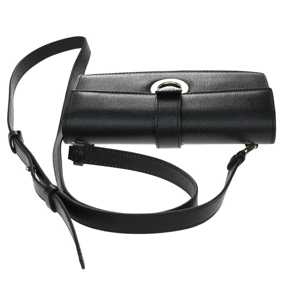 SALVATORE FERRAGAMO Logo Gancini Mini Shoulder Bag Leather Black GHW 37YH951
