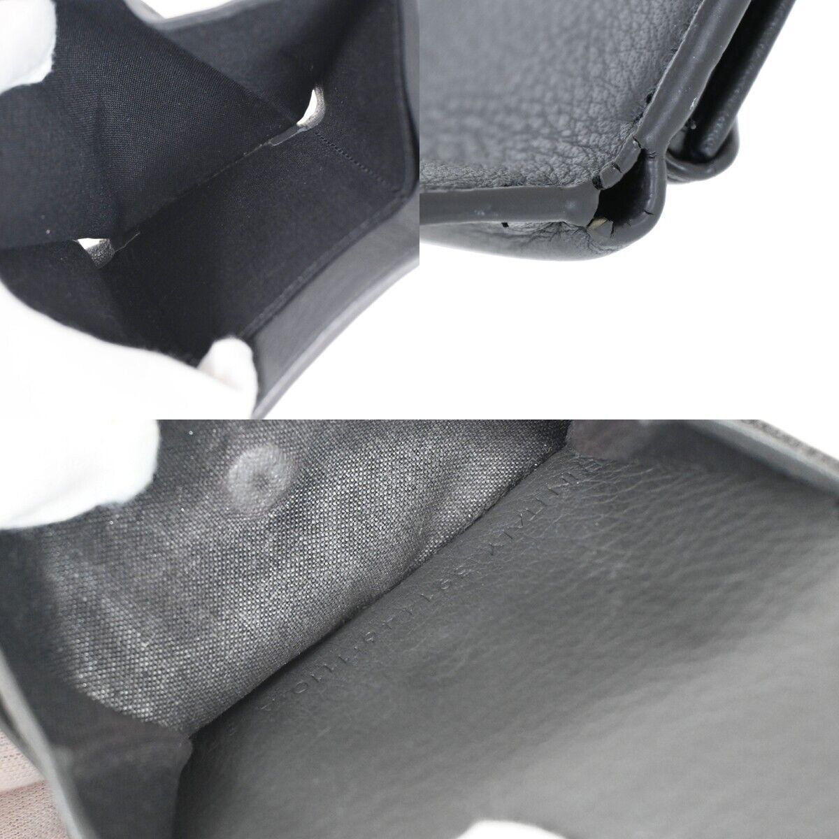 BALENCIAGA Logo Paper Mini Trifold Wallet Purse Leather Gray SHW Italy 67HB259