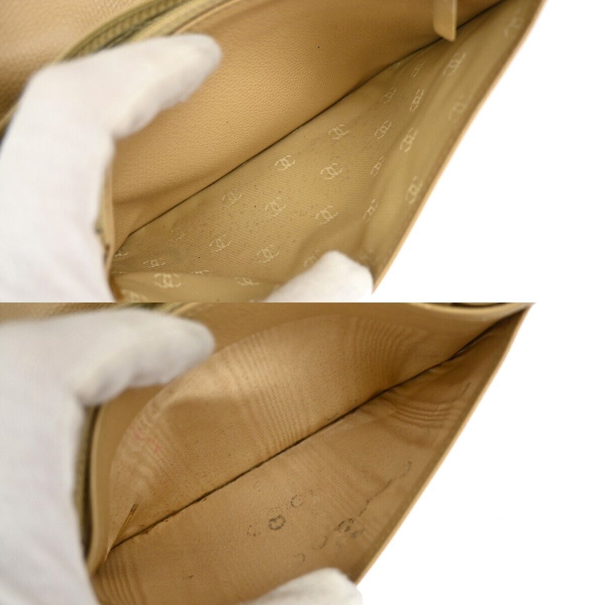 CHANEL CC Logo Long Bifold Wallet Purse Leather Beige Gold-Plated Italy 60GA245