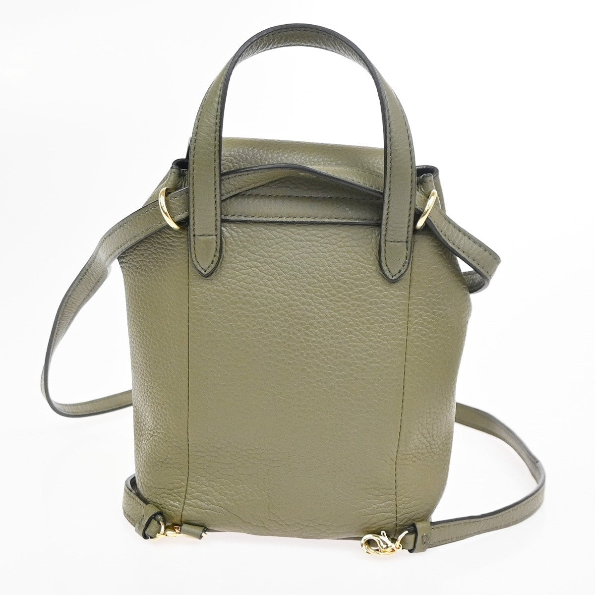 SALVATORE FERRAGAMO Gancini Backpack Bag Leather Green GHW Italy 86KD086