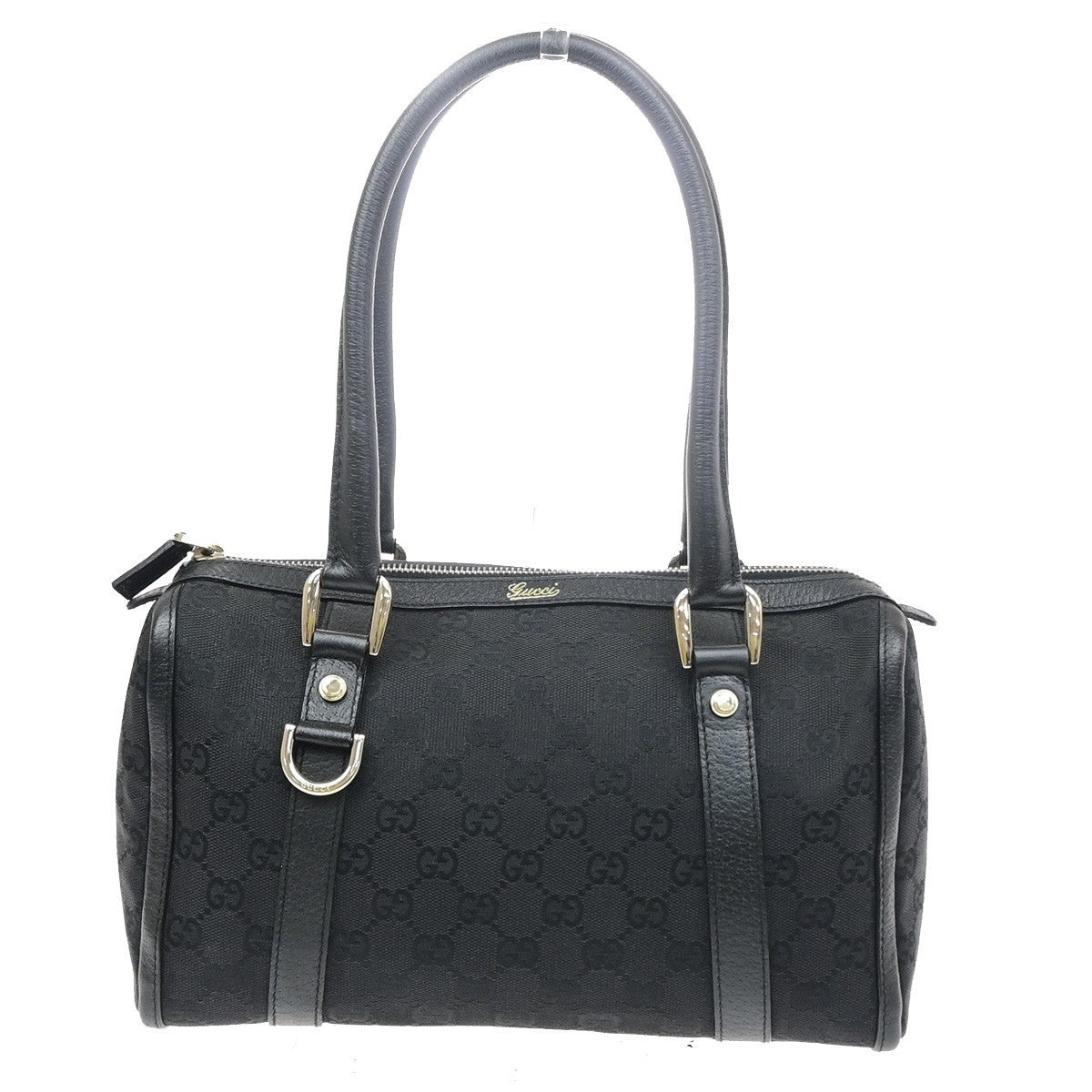 GUCCI Logo GG Pattern Abbey Shoulder Hand Bag Canvas Leather Black Italy 85SA159