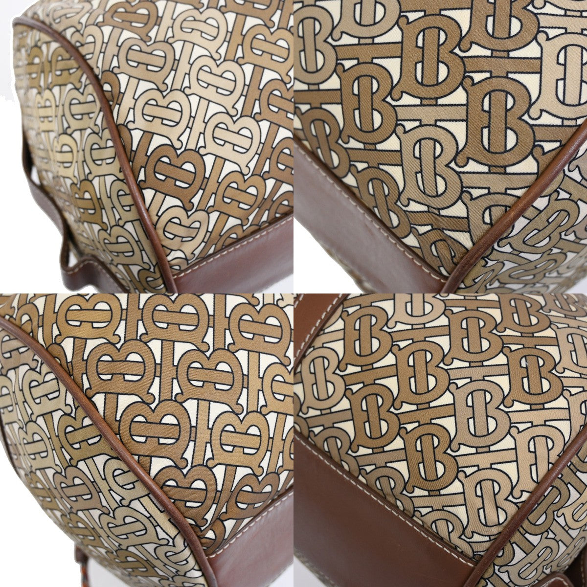 BURBERRY Logo Travel Hand Bag Nylon Leather Brown SHW Italy 69YH285