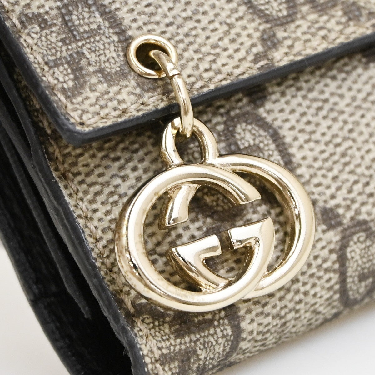 GUCCI Logo GG Pattern Bifold Long Wallet Supreme Leather Brown 84RF274