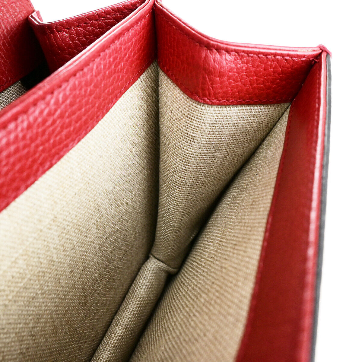 GUCCI Logo Interlocking G Mini Chain Shoulder Bag Leather Red GHW Italy 93YF653
