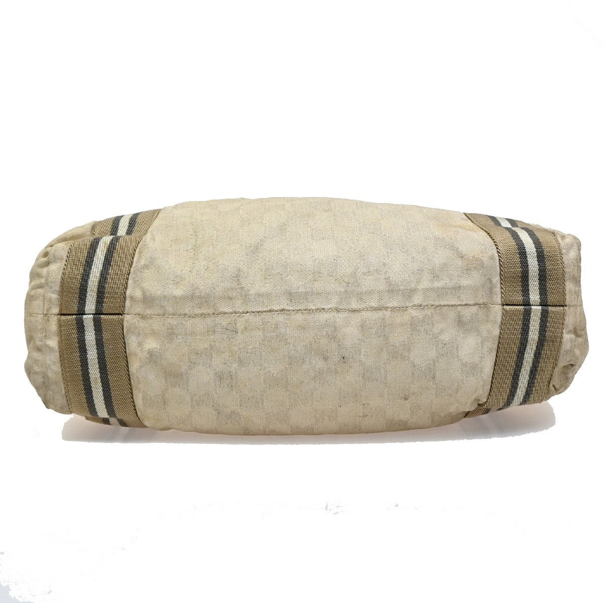 22.Live GUCCI Logo GG Pattern Shoulder Bag Canvas Leather Beige Italy 63EG210