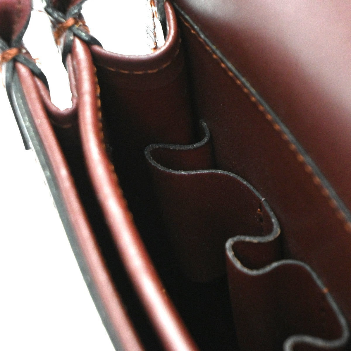 CARTIER Must Line Turn lock Shoulder Bag  Leather Burgundy Red Italy 65CA484