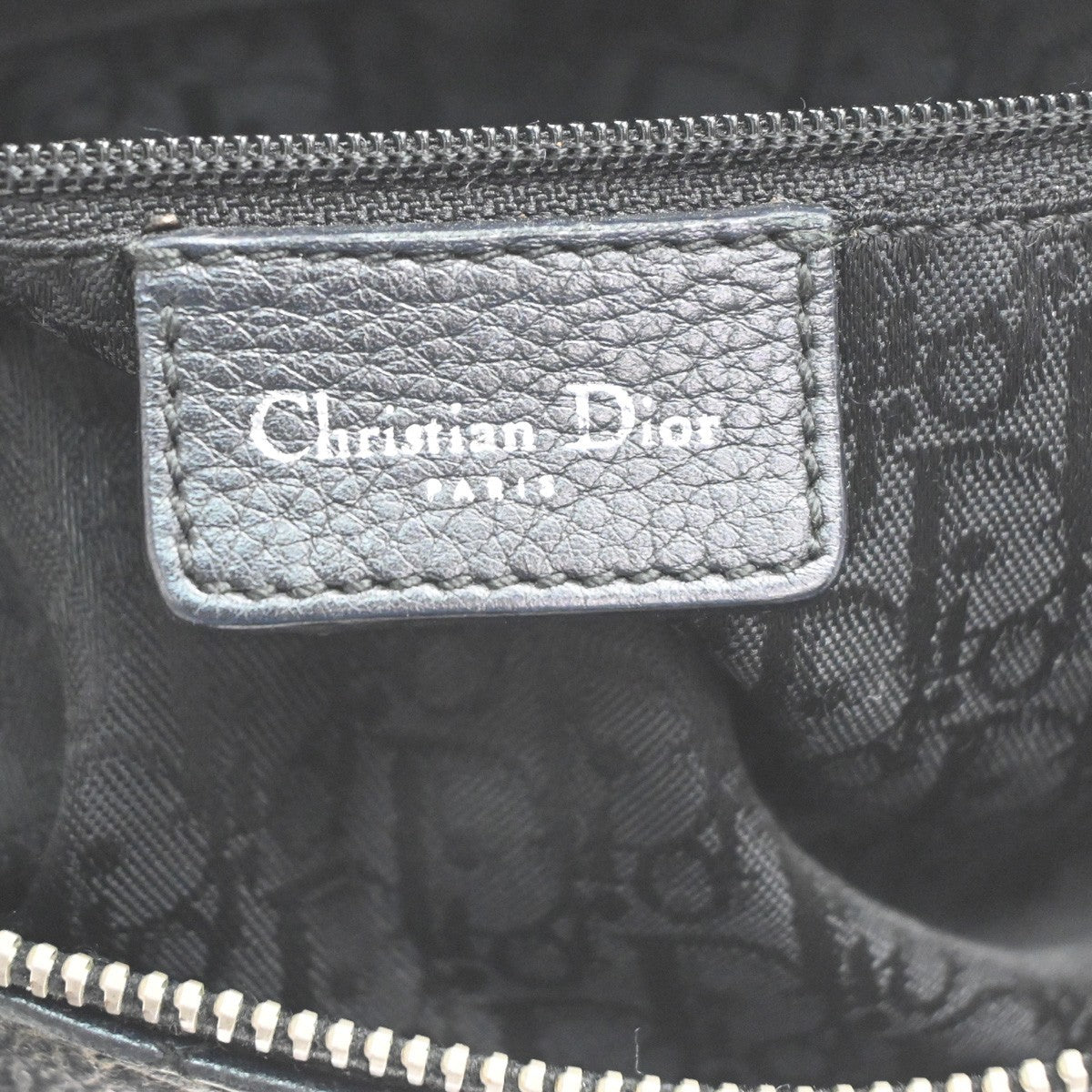 CHRISTIAN DIOR Logo Cannage Mini Boston Hand Bag Leather Black SHW Italy 96MA500