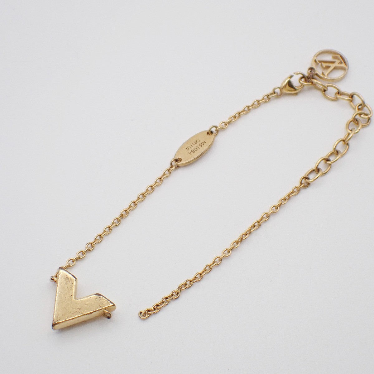 LOUIS VUITTON LV Logo Essential V Bracelet Gold-Plated Italy M61084 05KP269