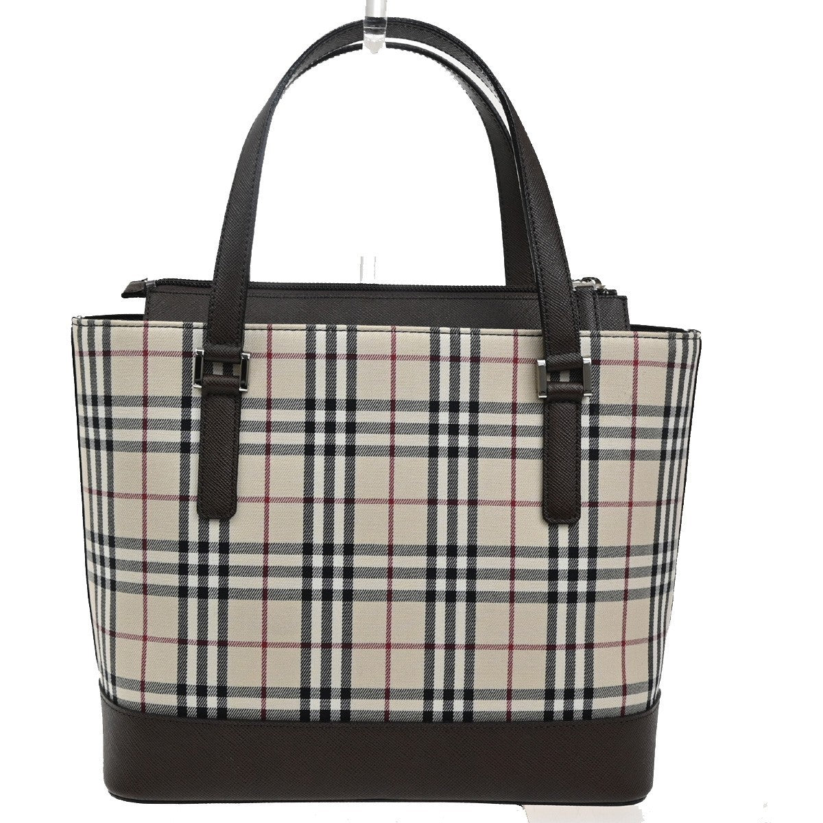 BURBERRY Logo Nova Check Shoulder Tote Bag Canvas Leather Beige Brown 32RL617