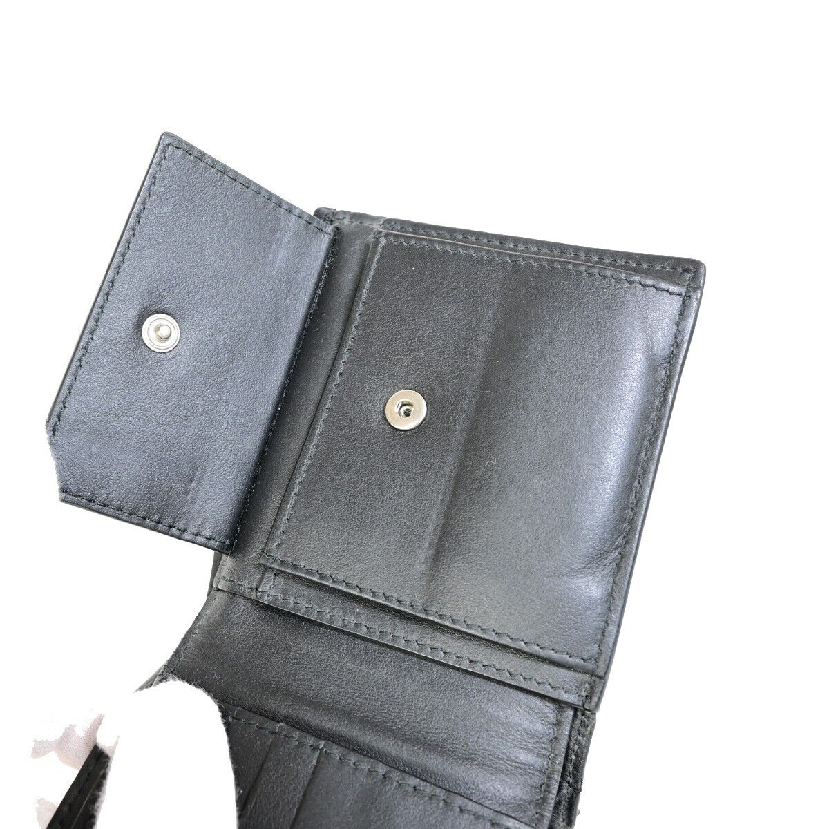 BOTTEGA VENETA Logo Intrecciato Bifold Compact Wallet Leather Black 68FA908