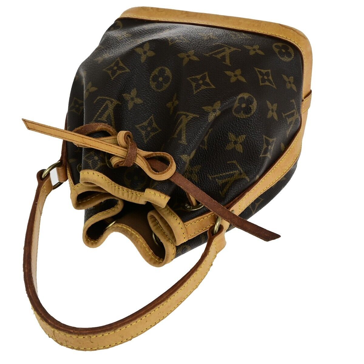 LOUIS VUITTON Mini Noe Drawstring Hand Bag Monogram Leather Brown M42227 91FA719