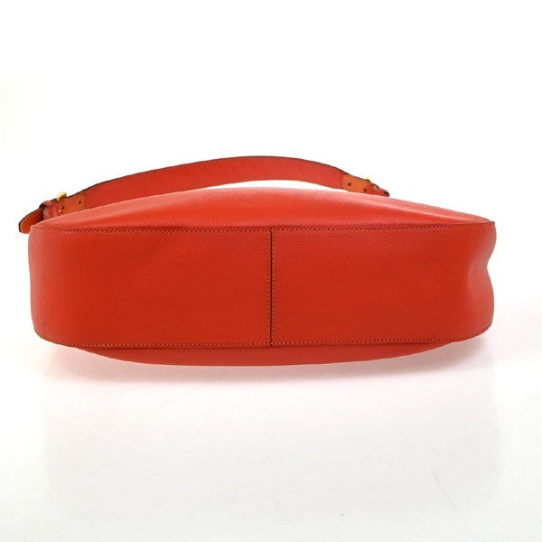 PRADA Logo Saffiano Shoulder Hand Bag Leather Red Lacca GHW Italy 71YJ010