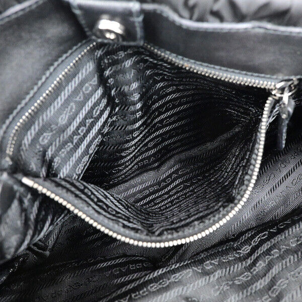 PRADA Logo Tessuto Gaufre 2Way Shoulder Bag Nylon Leather BK SHW 12RK714