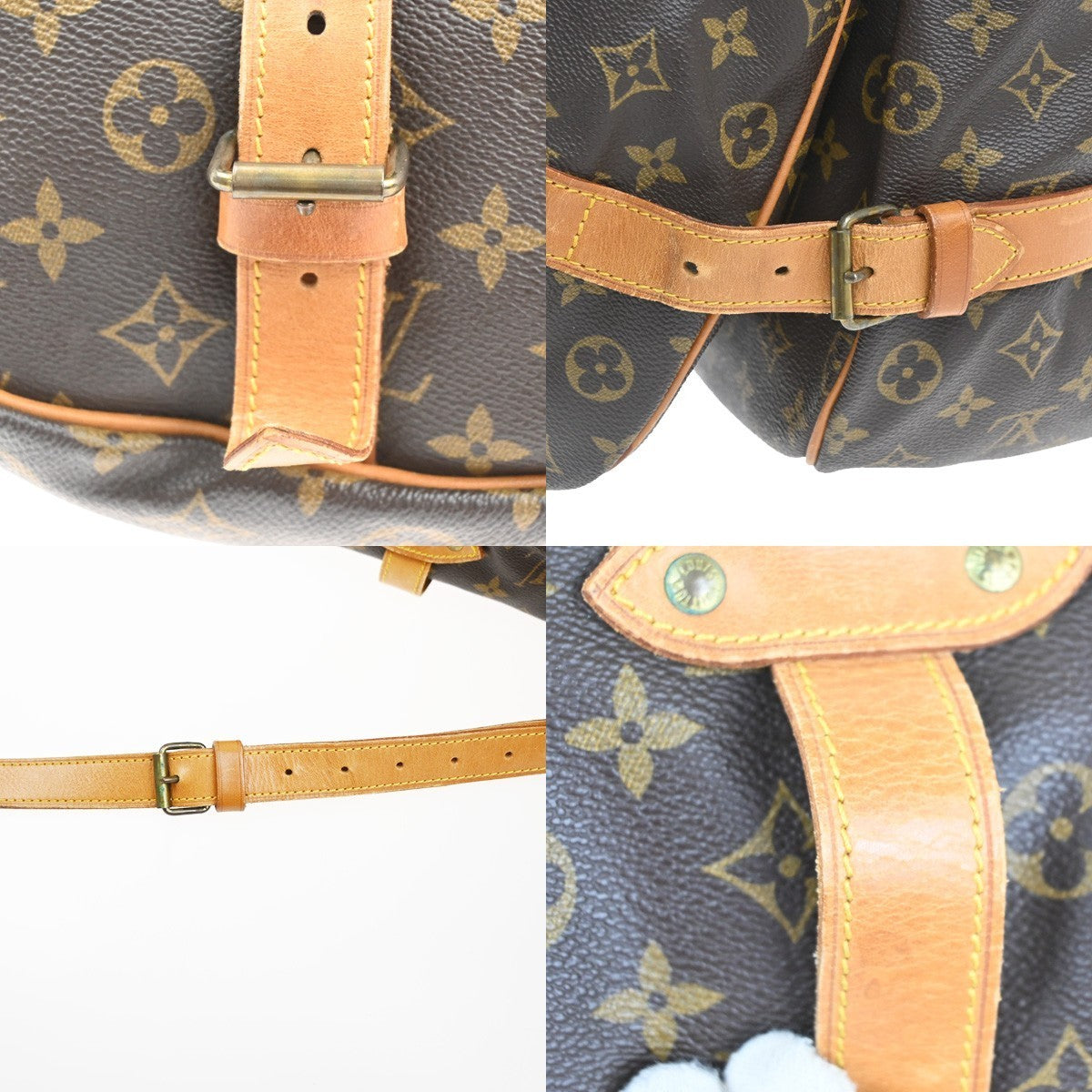 LOUIS VUITTON Logo Saumur 43 Shoulder Bag Monogram Leather Brown M42252 98MA210