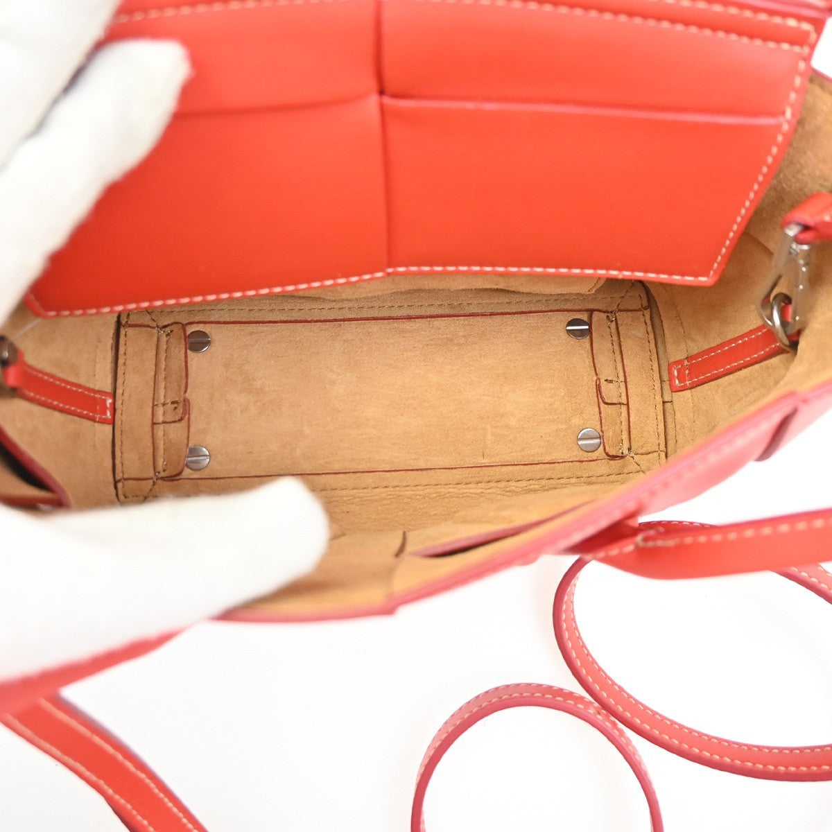 BOTTEGA VENETA Arco 2Way Shoulder Bag Hand Bag Suede Leather Red Italy 689RL773