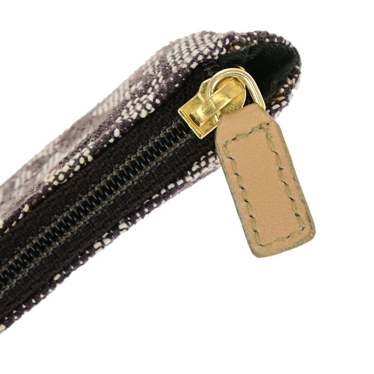 CHRISTIAN DIOR Trotter Saddle Coin Case Wallet Canvas Leather Brown GHW 36HB973