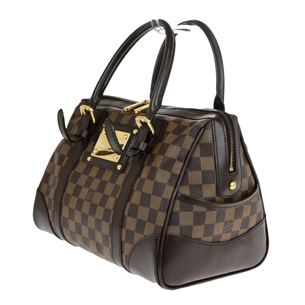 LOUIS VUITTON Logo Berkeley Hand Bag Damier Ebene Leather Brown N52000 50ED095