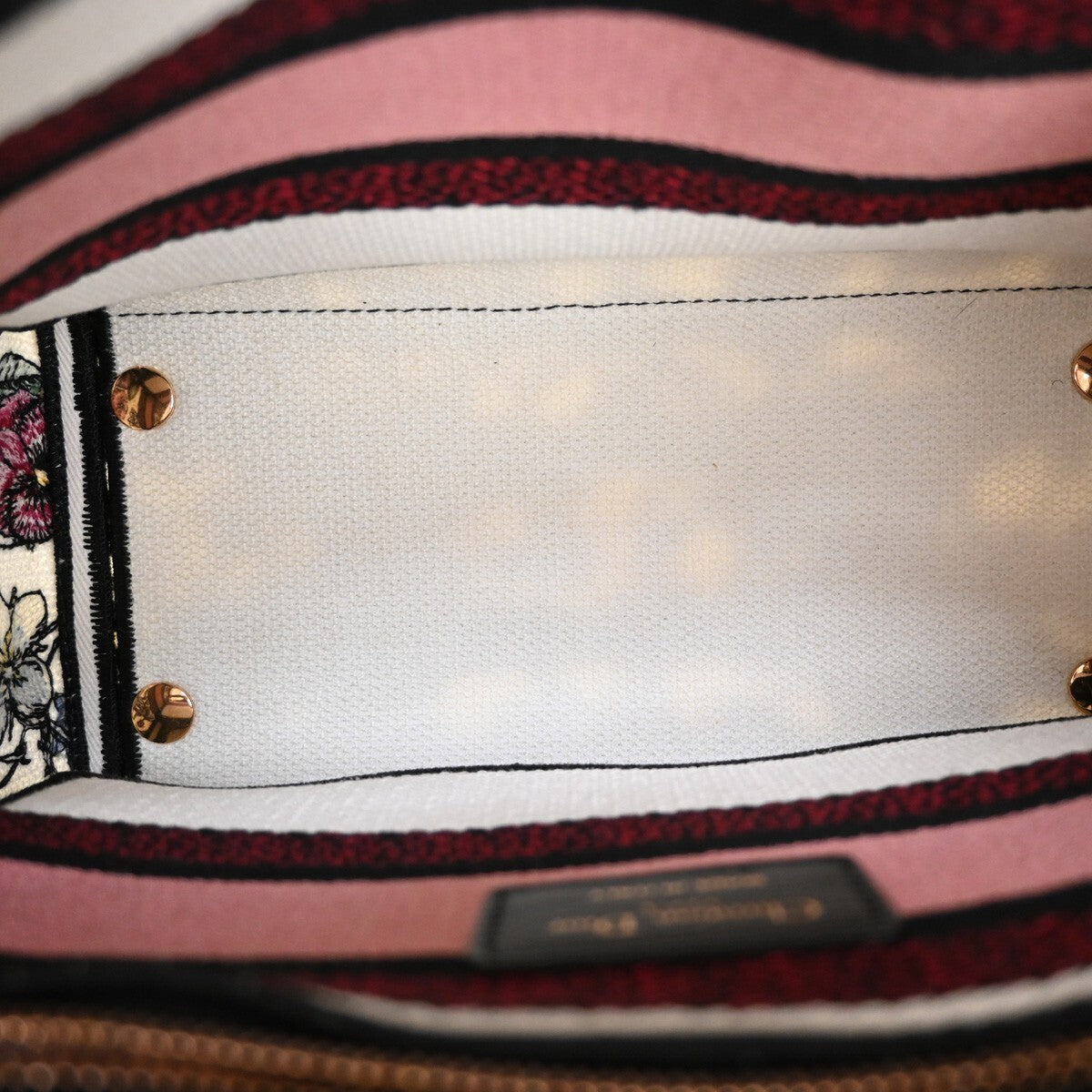 CHRISTIAN DIOR Lady D-Lite Florilegio Embroidery 2Way Hand Bag Canvas 782LC456