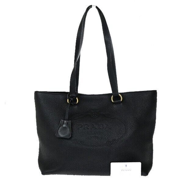 PRADA MILANO Logo Shoulder Bag Vitello Daino Leather Black GHW 50RK710