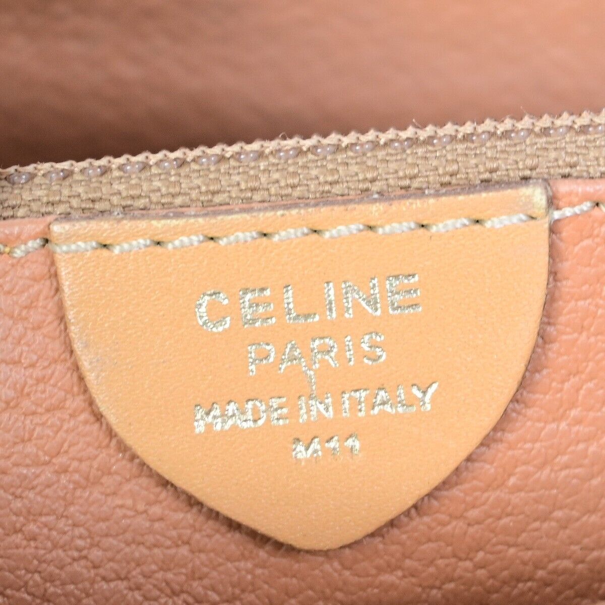 CELINE Logo Macadam Pattern Shoulder Bag PVC Leather Beige Italy 68EB396