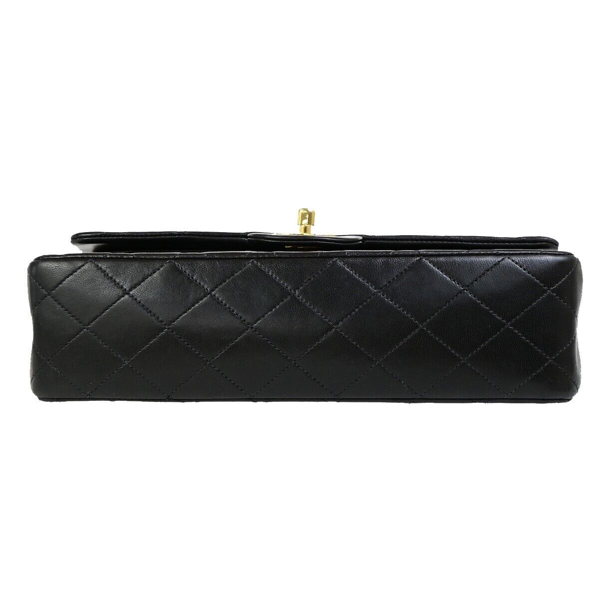 CHANEL CC Matelasse 25 Double Flap Chain Shoulder Bag Leather Black GHW 846RK718