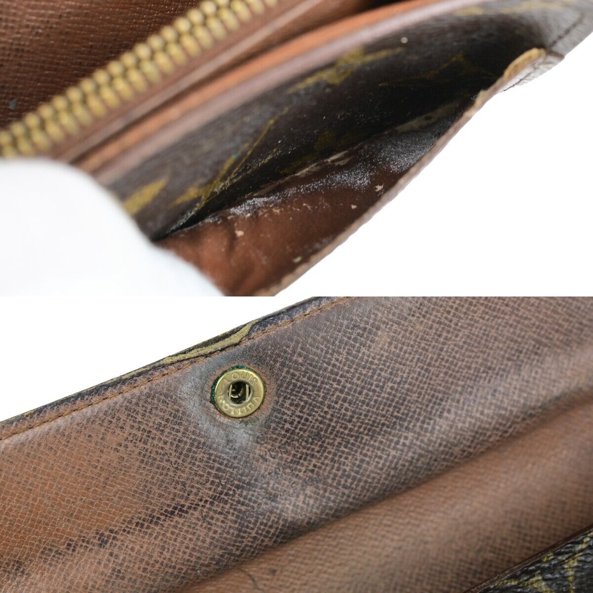 LOUIS VUITTON 3 Set Trifold Bifold Wallet Purse Monogram Leather Brown 44YG711