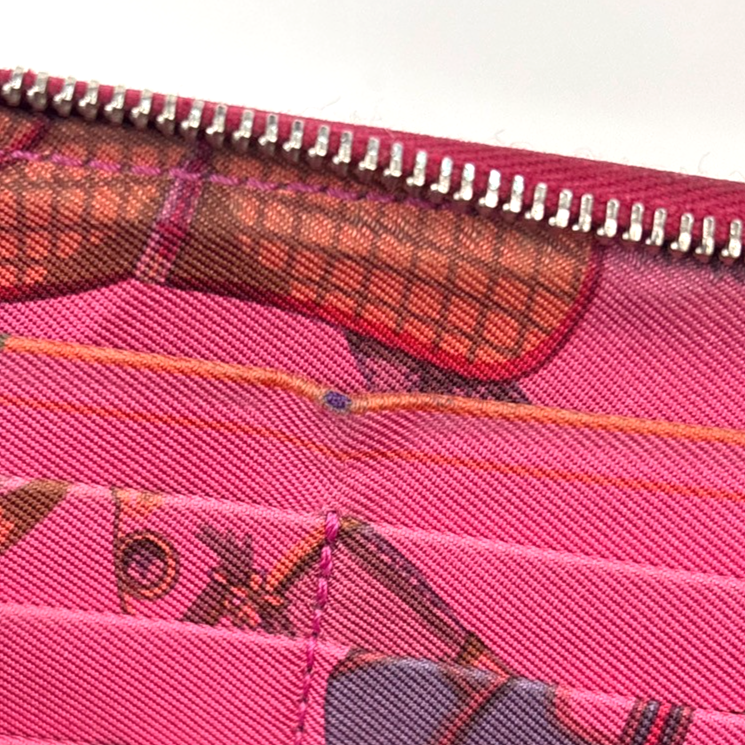 HERMES Azap Silk In Long Wallet Epsom Leather Red SHW France 35KC599