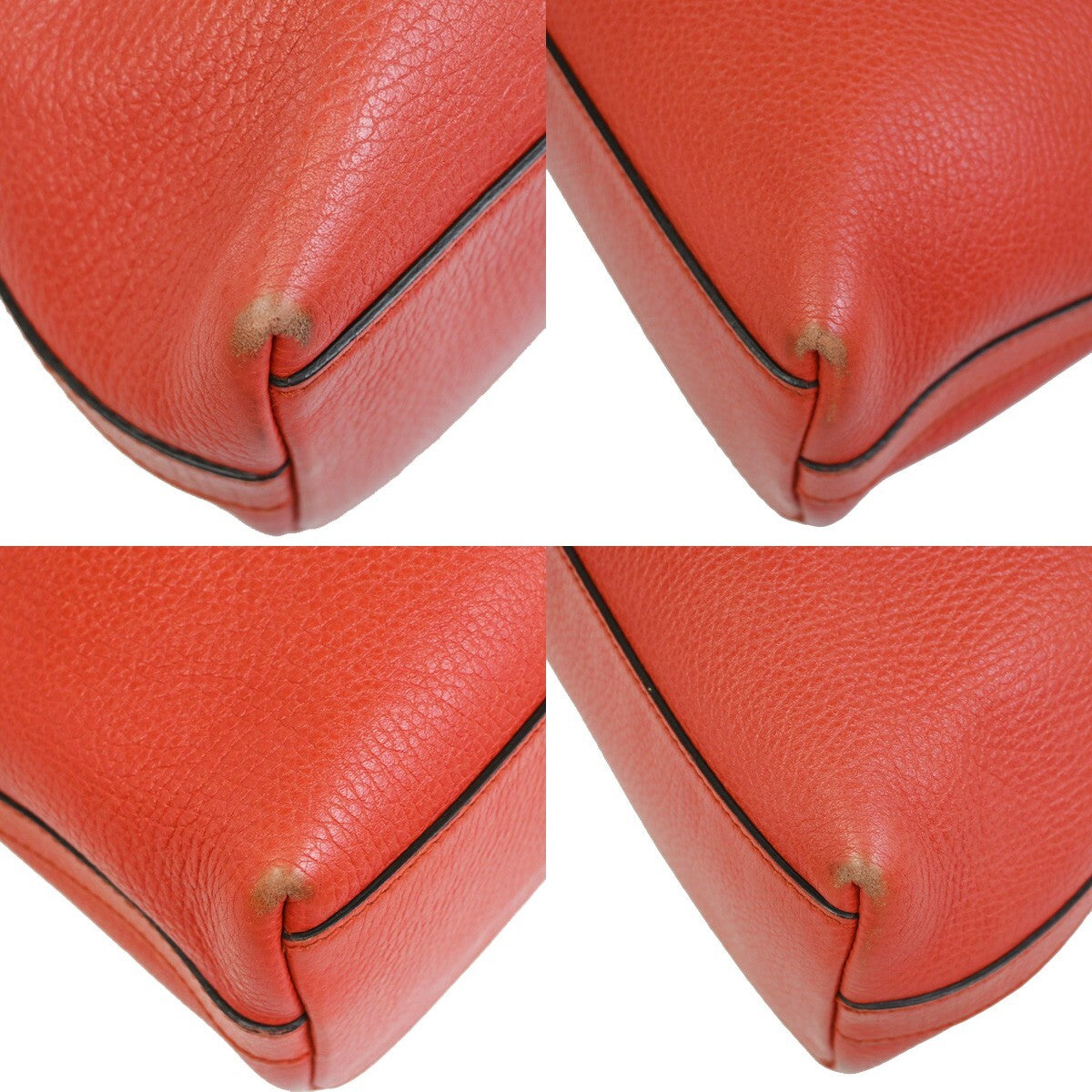 GUCCI Logo GG Pattern Shoulder Hobo Bag Leather Red SHW Italy 37FB597