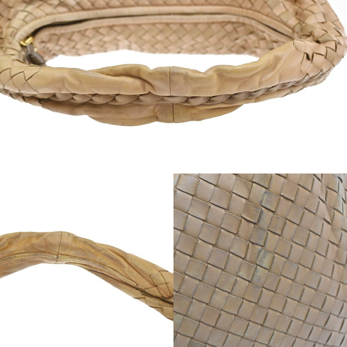 BOTTEGA VENETA Logo Intrecciato Shoulder Hand Bag Leather Beige Italy 59MA502