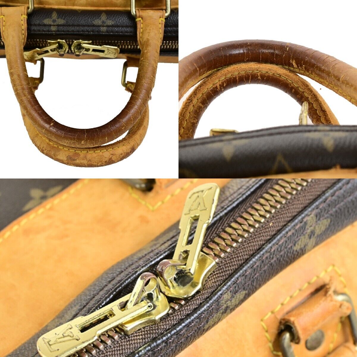 LOUIS VUITTON LV Logo Evasion Hand Bag Monogram Leather Brown M41443 67FB309