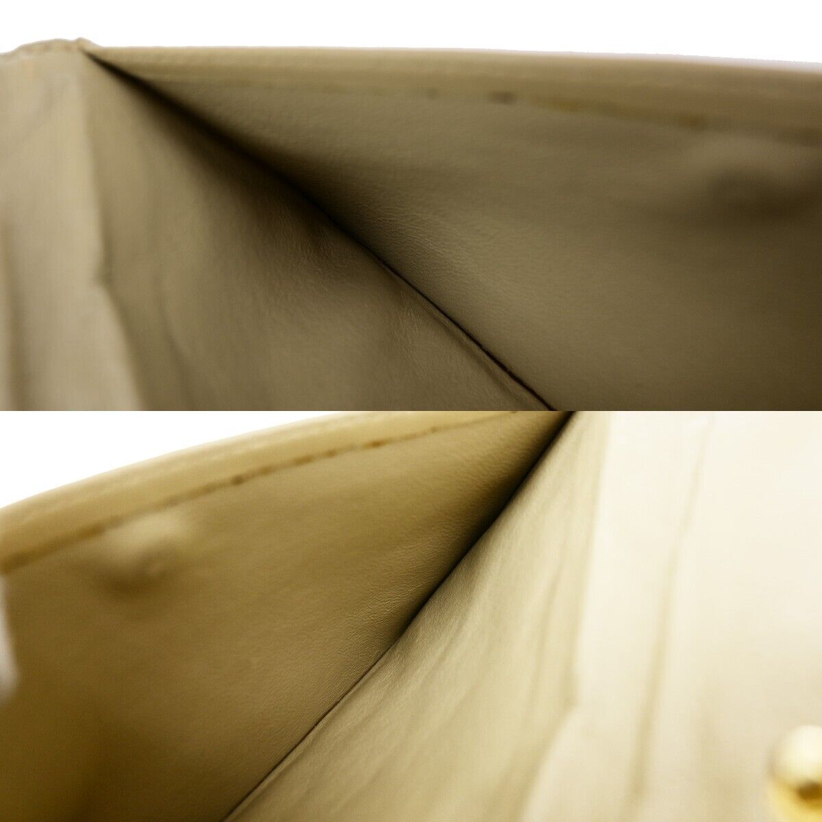 CHANEL CC Logo Matelasse Mini Pouch Wallet Coin Case Leather Beige Gold 66FA692