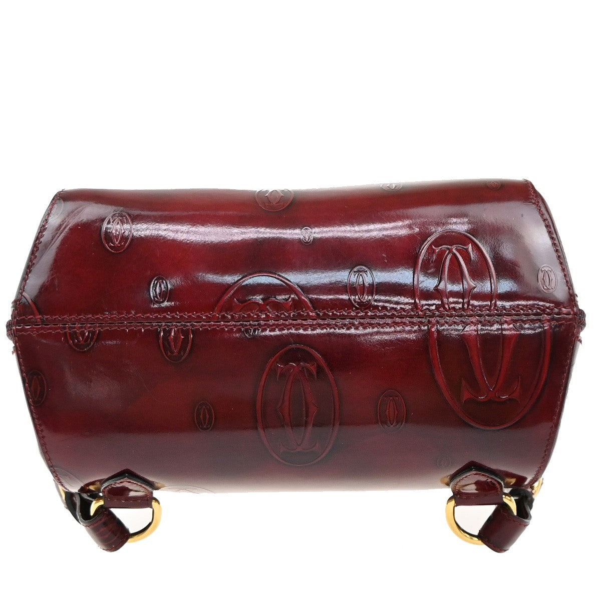 CARTIER Birthday Backpack Shoulder Bag Patent Leather Red GHW France 33EF695