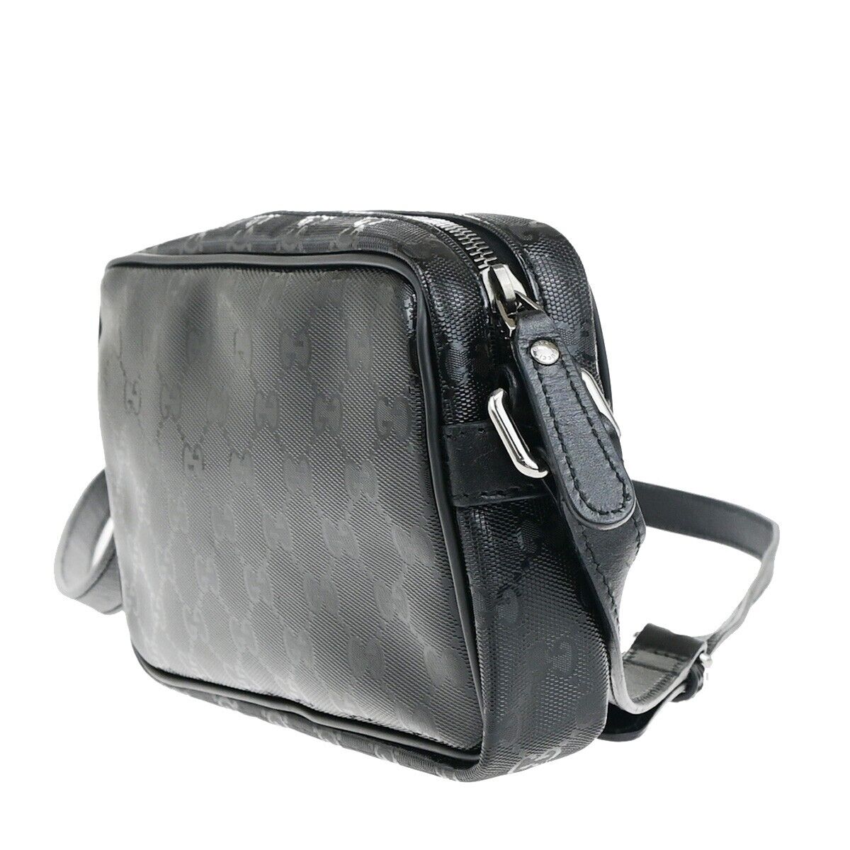 GUCCI Imprime GG Pattern Crossbody Mini Shoulder Bag PVC Leather Black 82EC944