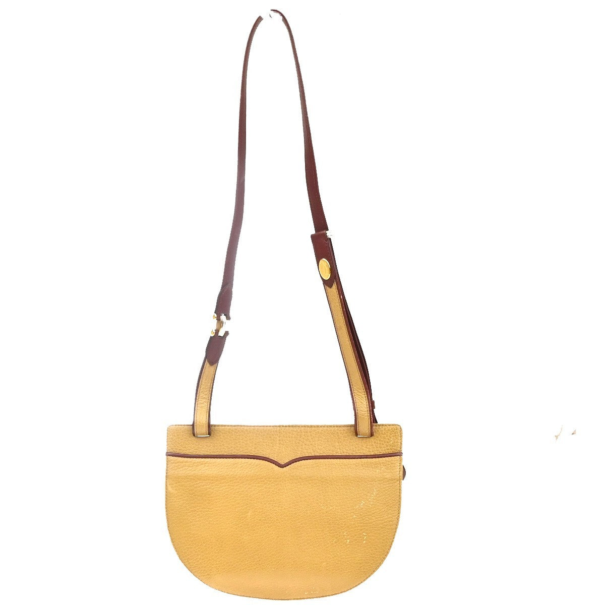 MUST DE CARTIER 2C Logo Trinity Bicolor Shoulder Bag Leather Yellow Red 38YJ118