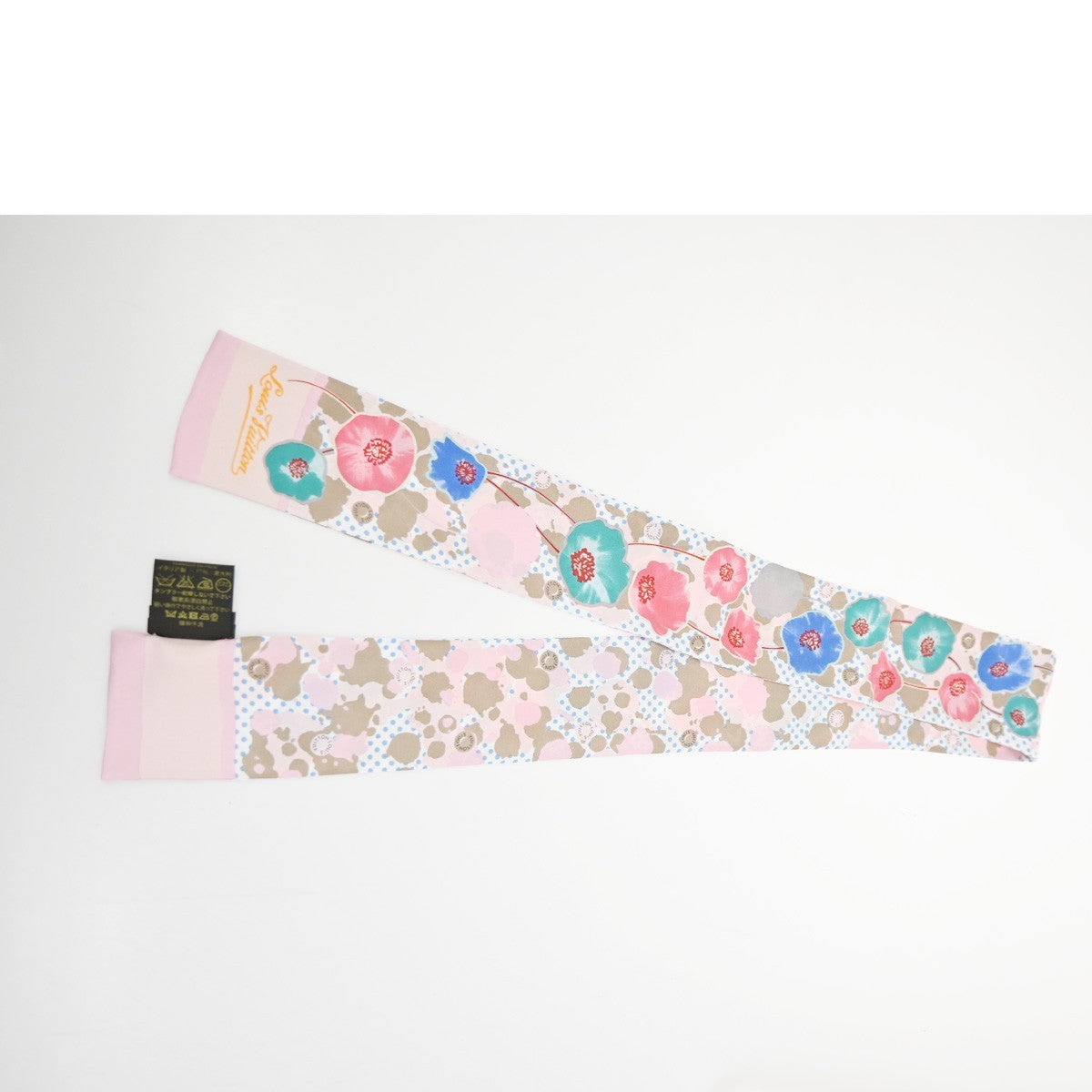 LOUIS VUITTON Bando Retro Flower Scarf Morning glory Silk 100% PK M75214 65TA691