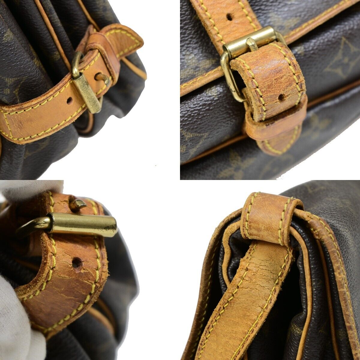 LOUIS VUITTON Logo Saumur 30 Shoulder Bag Monogram Leather Brown M42256 64EB111