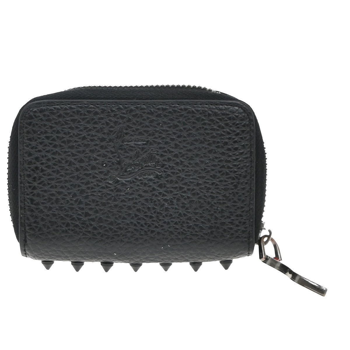 CHRISTIAN LOUBOUTIN Panettone Coin Case Compact Wallet Leather Black 69EG191