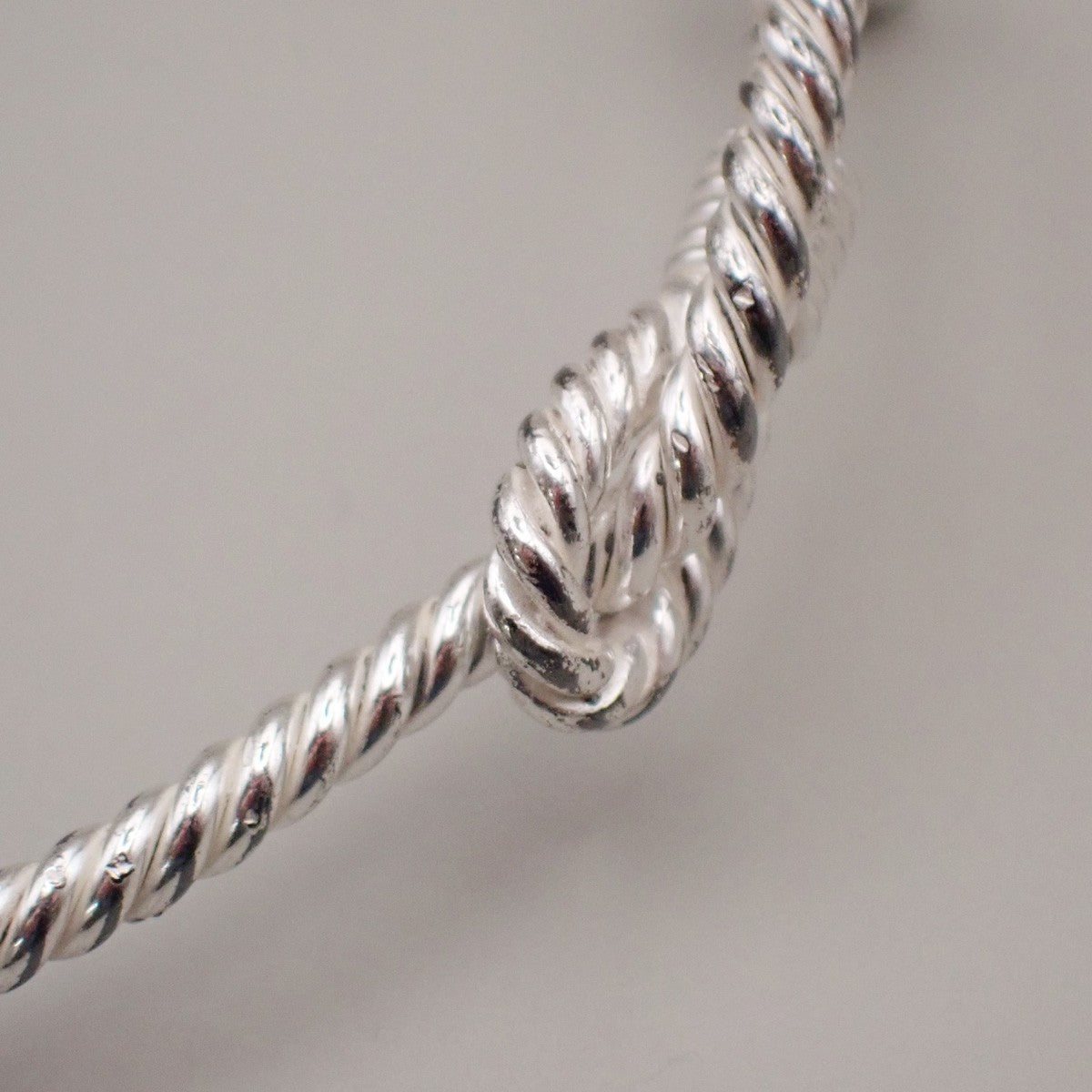 HERMES Logo Twisted Rope Knot Bracelet Bangle Silver 680LC634