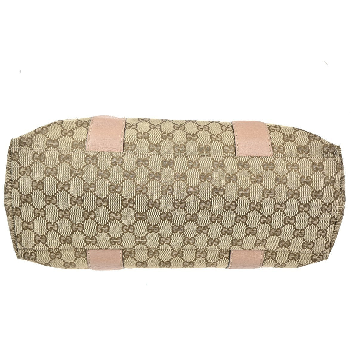 GUCCI Logo Bamboo GG Shoulder Hand Bag Canvas Leather Beige Pink Italy 32MA171