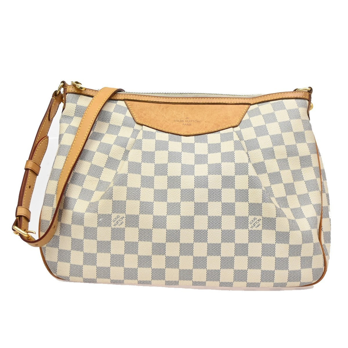 LOUIS VUITTON Siracusa MM Shoulder Bag Damier Azur Leather White N41112 95KB763